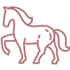 an icon of a horse from a side profile with one leg raised