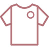 an icon of a t-shirt with a patch on the left chest area